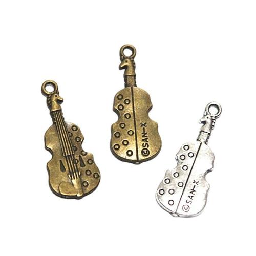 Instrument de musique en forme de pendentifs en alliage de Zinc, guitare, Placage, DIY, plus de couleurs à choisir, 12.50x30.50mm, 60PC/sac, Vendu par sac