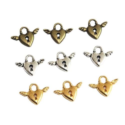 Tibetan Style Lock Pendants, plated, DIY, more colors for choice, 13x17.50mm, 100PCs/Bag, Sold By Bag