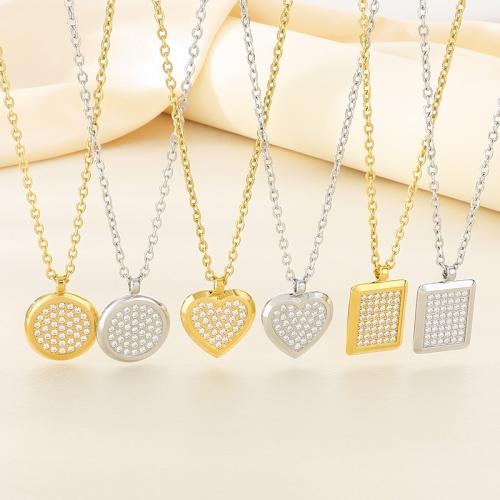 Stainless Steel Jewelry Necklace, 304 Stainless Steel, Vacuum Ion Plating, different styles for choice & for woman & with rhinestone, more colors for choice, Sold By PC