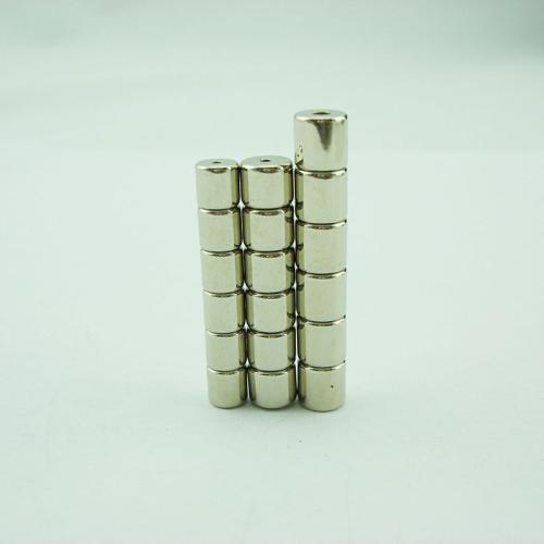 Magnetverschluss Schmuck , Magnet, Zylinder, Nickel plattiert, DIY, Platin Farbe, 7x7x14mm, Bohrung:ca. 1mm, Innendurchmesser:ca. 2mm, verkauft von Paar