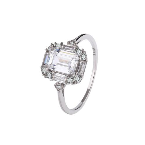 Argent sterling 925 bague, Motif géométrique, normes différentes pour le choix & pour femme & avec strass, Taille:6-8, Vendu par PC