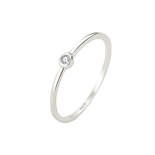 Argent sterling 925 bague, Rond, normes différentes pour le choix & pour femme & avec strass, Taille:6-9, Vendu par PC