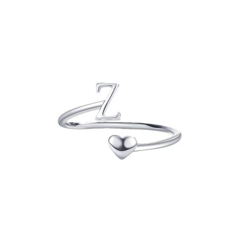 Argent sterling 925 Cuff Bague, Lettre d’alphabet, styles différents pour le choix & pour femme, Taille:6-8, Vendu par PC