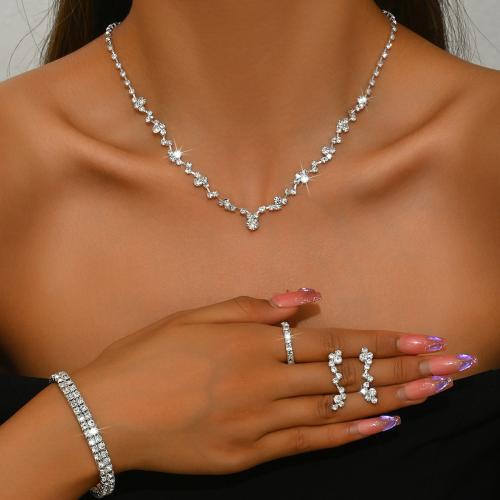 metal Conjunto de joya, chapado, diferentes estilos para la opción & para mujer & con diamantes de imitación, Vendido por Set