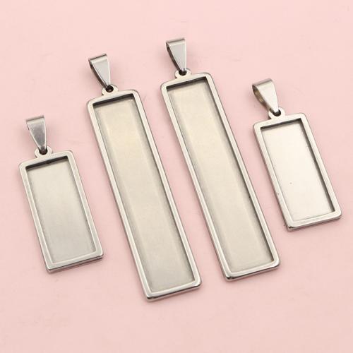 Stainless Steel Pendant Setting, 304 Stainless Steel, Rectangle, DIY & different size for choice, original color, 5PCs/Bag, Sold By Bag