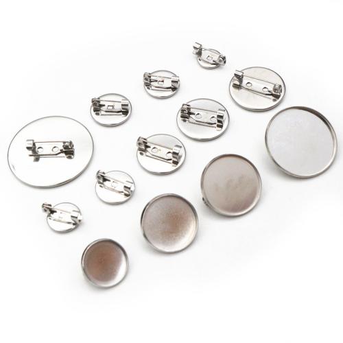 Stainless Steel Brooch Findings, 304 Stainless Steel, Round, DIY & different size for choice, original color, 10PCs/Bag, Sold By Bag