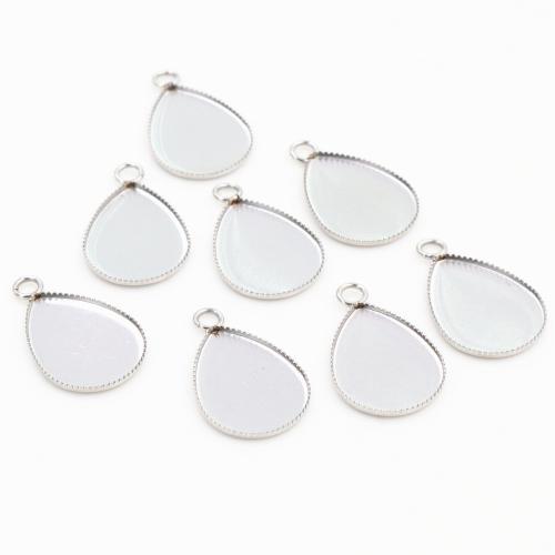 Stainless Steel Pendant Setting, 304 Stainless Steel, Teardrop, DIY, original color, inner diameter 13x18mm, 10PCs/Bag, Sold By Bag