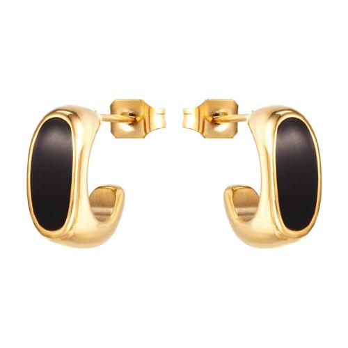 Boucle d'oreille Acier Titane, bijoux de mode & pour femme & émail, 5.80x12mm, Vendu par paire