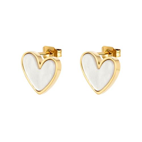 Titanium Steel  Earring, Heart, fashion jewelry & for woman, 11.30x10.30mm, Sold By Pair