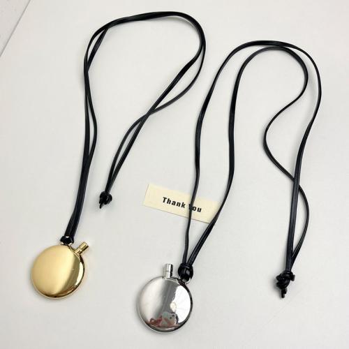 Sweater Chain Necklace, Brass, with leather cord, Perfume Bottle, plated, fashion jewelry & for woman, more colors for choice, 43mm, Sold Per Approx 103 cm Strand