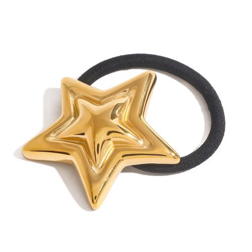 Ponytail Holder, 304 Stainless Steel, with Rubber Band, Star, Vacuum Ion Plating, fashion jewelry & for woman, golden, Sold By PC