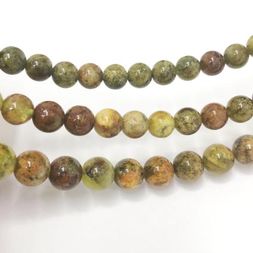 Naturelles perles grenats, grenat, Rond, DIY & normes différentes pour le choix & facettes, vert, Vendu par Environ 38 cm brin