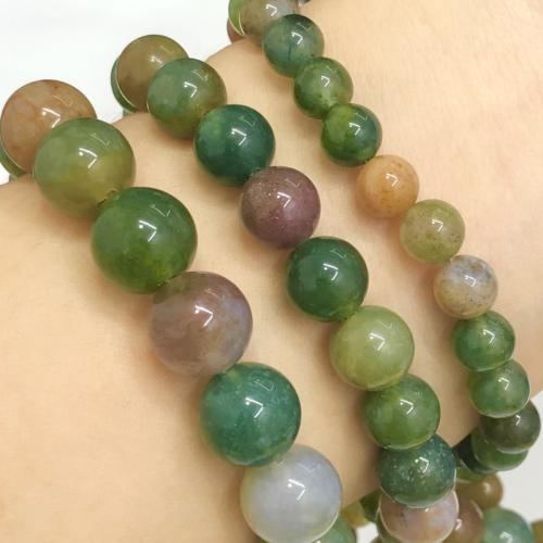 Natural Indian Agate Beads, Round, polished, DIY & different size for choice, mixed colors, Length:Approx 38 cm, Sold By PC