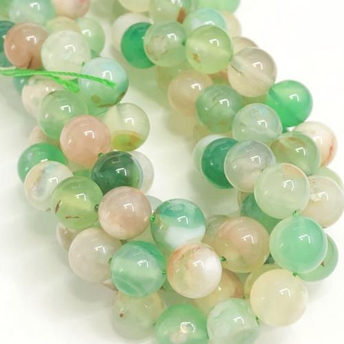 Agate Beads, Cherry Blossom Agate, Round, polished, DIY & different size for choice, green, Sold Per Approx 38 cm Strand