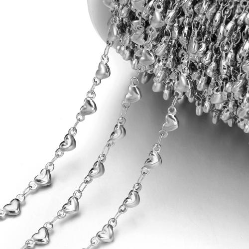 Stainless Steel Jewelry Chain, 304 Stainless Steel, Heart, Vacuum Ion Plating, DIY, more colors for choice, 4.40mm, 1m/Bag, Sold By Bag