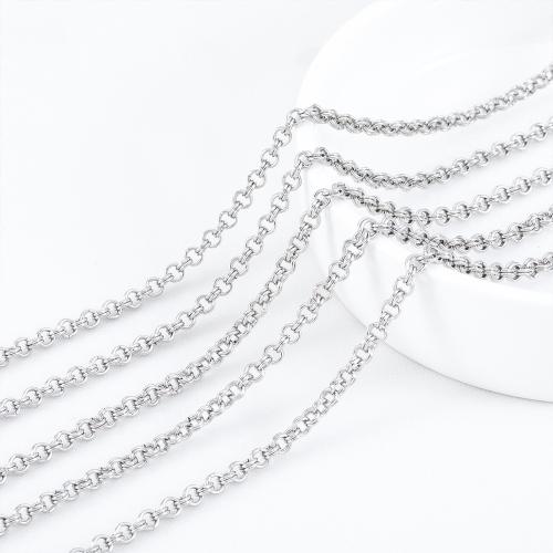 Stainless Steel Rolo Chain, 304 Stainless Steel, DIY, original color, 4mm, 1m/Bag, Sold By Bag