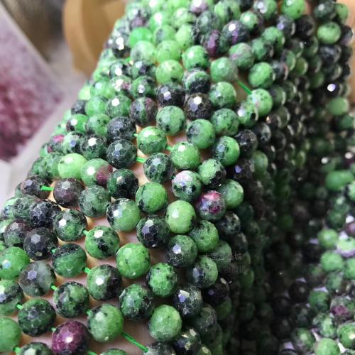 Gemstone Jewelry Beads, Ruby in Zoisite, Round, DIY, green, 6.50mm, Sold By Strand