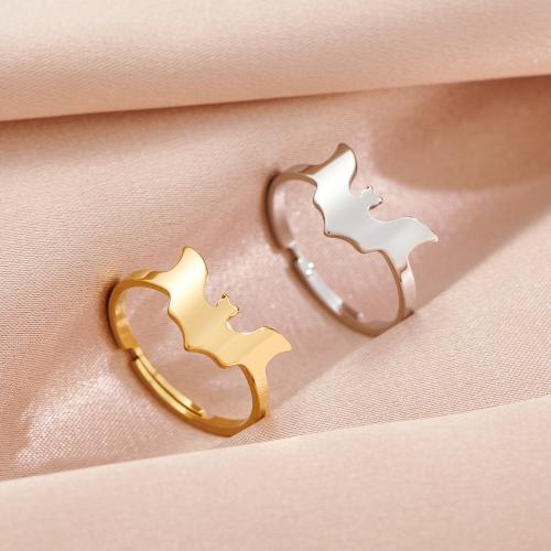 Stainless Steel Finger Ring, 304 Stainless Steel, Bat, plated, for woman, more colors for choice, inner diameter:17~20mm, Sold By PC