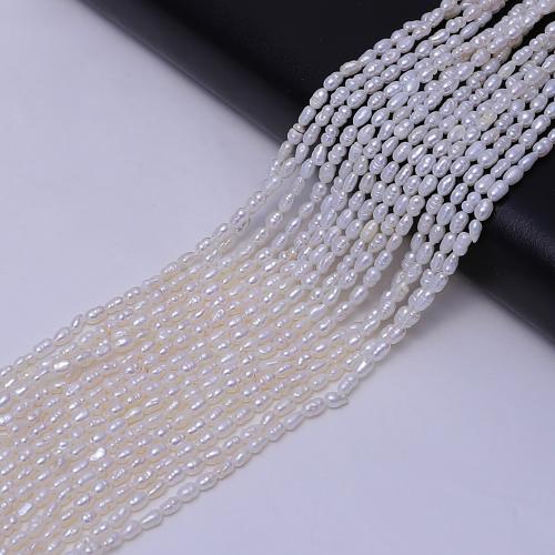 Cultured Rice Freshwater Pearl Beads, DIY, white, about:5-6mm, Sold Per 35 cm Strand