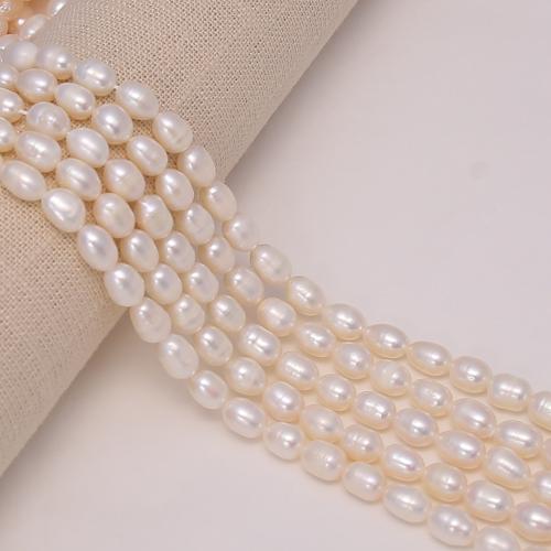 Cultured Rice Freshwater Pearl Beads, DIY, white, about:7-8mm, Sold Per Approx 38 cm Strand