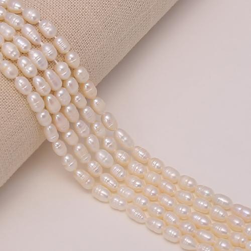 Cultured Rice Freshwater Pearl Beads, DIY, white, about:4-5mm, Sold Per 38 cm Strand