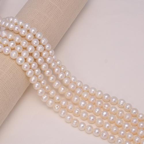 Natural Freshwater Pearl Loose Beads, Slightly Round, DIY, white, about:5-6mm, Sold Per 36 cm Strand