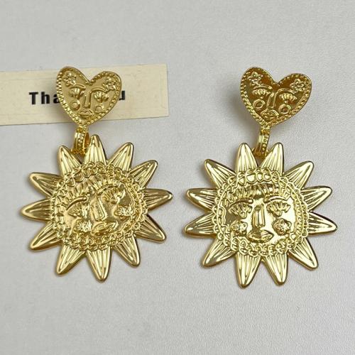 Boucle d'oreille dormeuse en alliage de zinc, fleur, Placage, bijoux de mode & pour femme, plus de couleurs à choisir, 75x51mm, Vendu par paire