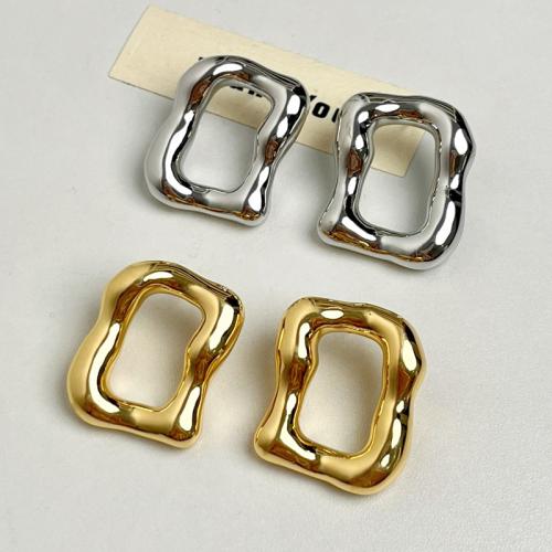 Tibetan Style Stud Earring, Square, plated, fashion jewelry & for woman & hollow, more colors for choice, 33x27mm, Sold By Pair