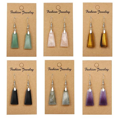 Natural Gemstone Earrings, Natural Stone, with 304 Stainless Steel, plated, fashion jewelry & different materials for choice & for woman, more colors for choice, Sold By Pair