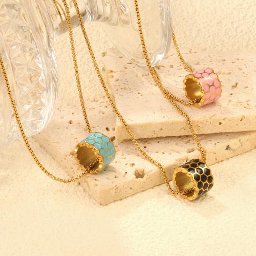 Stainless Steel Jewelry Necklace, 304 Stainless Steel, with 5cm extender chain, gold color plated, fashion jewelry & for woman & enamel, more colors for choice, Length:40 cm, Sold By PC