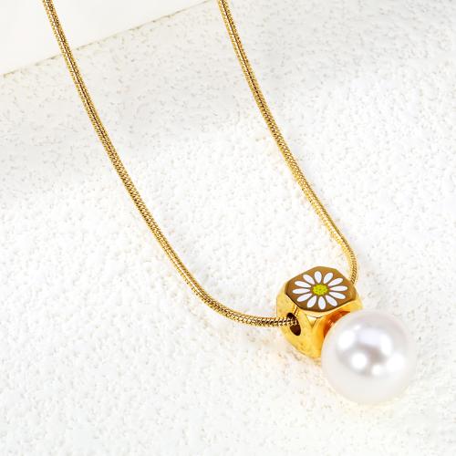 Enamel Stainless Steel Jewelry Set, 304 Stainless Steel, with Plastic Pearl, gold color plated, different styles for choice & for woman, Sold By PC