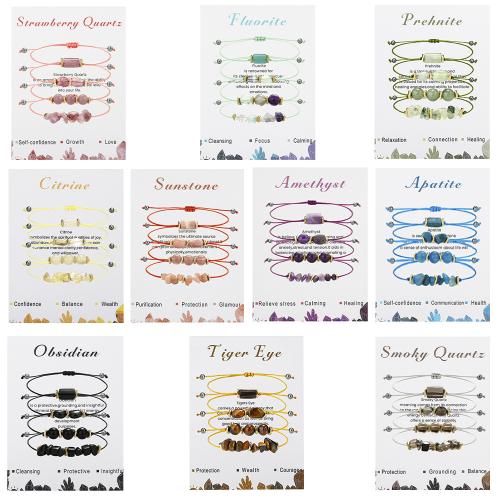 Pulseras de piedras preciosas, Piedra natural, con Cordón de nudo, hecho a mano, 4 piezas & diferentes materiales para la opción & para mujer, Vendido por Set