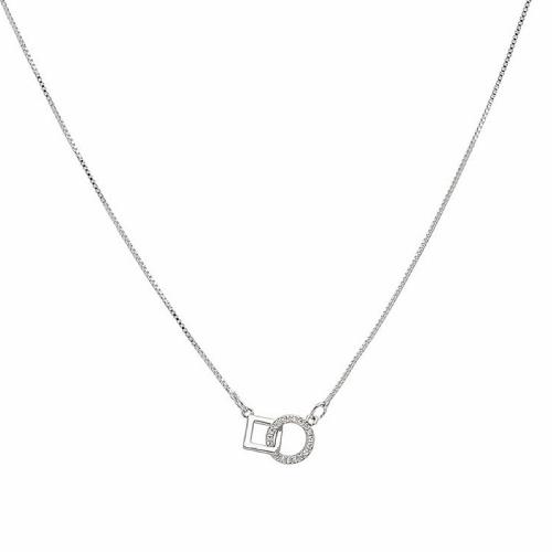 Collier en laiton cubique Zircon Micro Pave, avec 6CM chaînes de rallonge, Placage, pavé de micro zircon & pour femme, argent, Longueur:Environ 40 cm, Vendu par PC