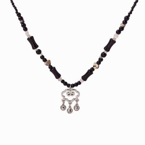 Collier de bijoux en alliage de zinc, avec Acrylique, avec 6CM chaînes de rallonge, Placage, pour femme, argent, Longueur:Environ 39.5 cm, Vendu par PC