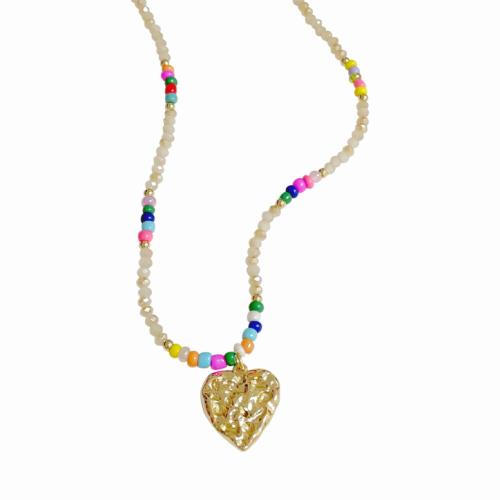 Collier de bijoux en alliage de zinc, avec Seedbead, avec 6CM chaînes de rallonge, Placage, pour femme, multicolore, Longueur:Environ 39.2 cm, Vendu par PC