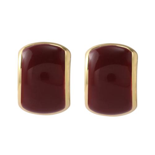 Brass Stud Earring, plated, for woman & enamel, more colors for choice, 15mm, Sold By Pair