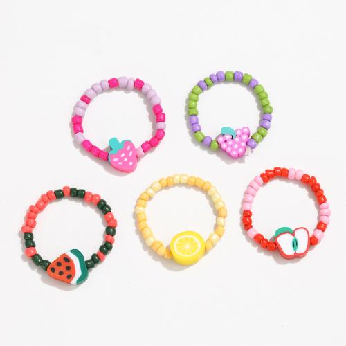 Acrylic Finger Ring, with Seedbead, Adjustable & different styles for choice & for woman, more colors for choice, Sold By PC