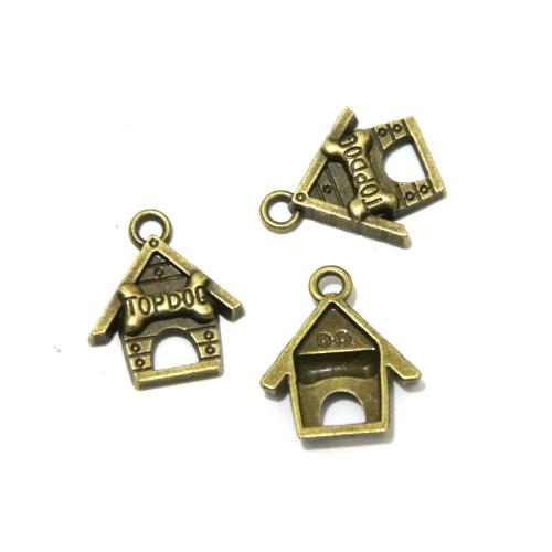 Tibetan Style Pendants, House, antique bronze color plated, DIY, 19.20x16.70mm, 100PCs/Bag, Sold By Bag