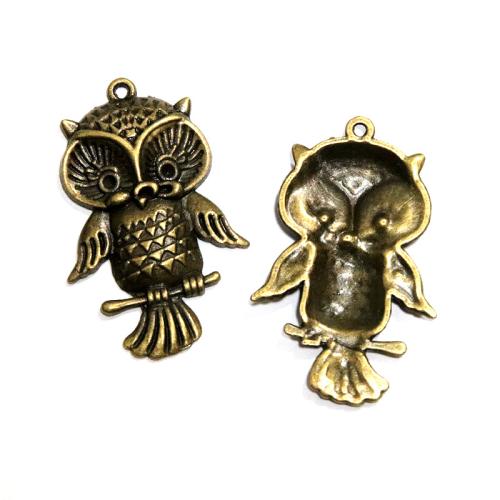 Pendentifs animaux en alliage de zinc, hibou, Plaqué de couleur de bronze antique, DIY, 39x26mm, 40PC/sac, Vendu par sac