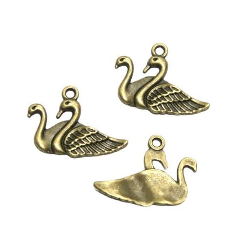 Tibetan Style Animal Pendants, Swan, antique bronze color plated, DIY, 30x20mm, Sold By Bag