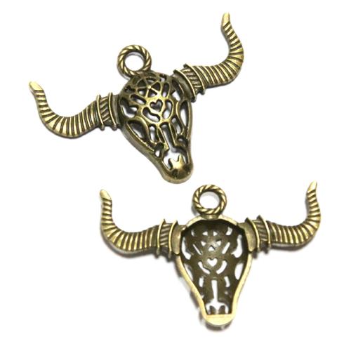 Tibetan Style Animal Pendants, Bull, antique bronze color plated, DIY, 49.20x34.70mm, 20PCs/Bag, Sold By Bag