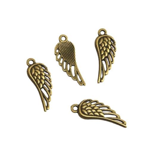 Wing Shaped Tibetan Style Pendants, Angel Wing, antique bronze color plated, DIY, 13x33.50mm, 50PCs/Bag, Sold By Bag