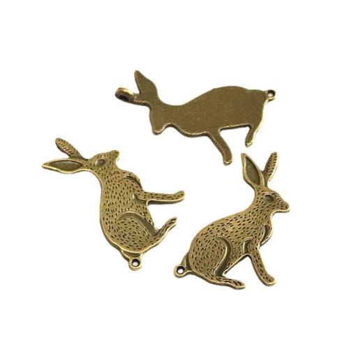 Pendentifs animaux en alliage de zinc, lapin, Plaqué de couleur de bronze antique, DIY, 48x27mm, 40PC/sac, Vendu par sac