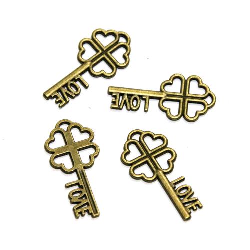 Tibetan Style Key Pendants, antique bronze color plated, DIY, 26.50x12.90mm, 100PCs/Bag, Sold By Bag