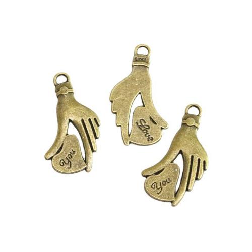 Tibetan Style Hand Pendants, antique bronze color plated, DIY, 20.10x34.40mm, 40PCs/Bag, Sold By Bag