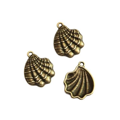 Tibetan Style Pendants, Shell, antique bronze color plated, DIY, 17.50x22mm, 50PCs/Bag, Sold By Bag