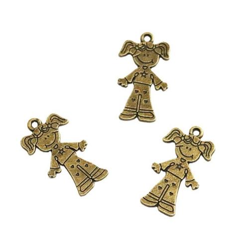 Tibetan Style Pendants, Girl, antique bronze color plated, DIY, 27.10x15mm, 60PCs/Bag, Sold By Bag