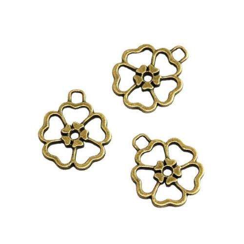 Tibetan Style Flower Pendants, antique bronze color plated, DIY, 27.40x24mm, 50PCs/Bag, Sold By Bag