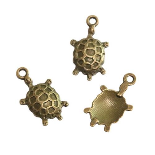 Tibetan Style Animal Pendants, Turtle, antique bronze color plated, DIY, 14x24mm, 50PCs/Bag, Sold By Bag