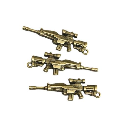 Tibetan Style Gun Pendants, antique bronze color plated, DIY, 16x50mm, 30PCs/Bag, Sold By Bag